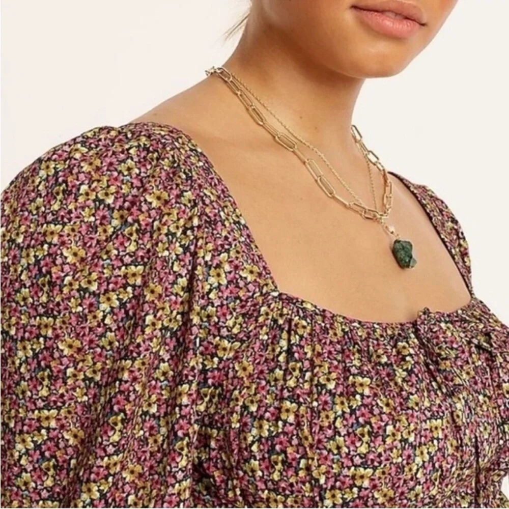 J. Crew Cinched-Waist Organic Cotton Top Liberty Fabric Busy Izzy Floral 12